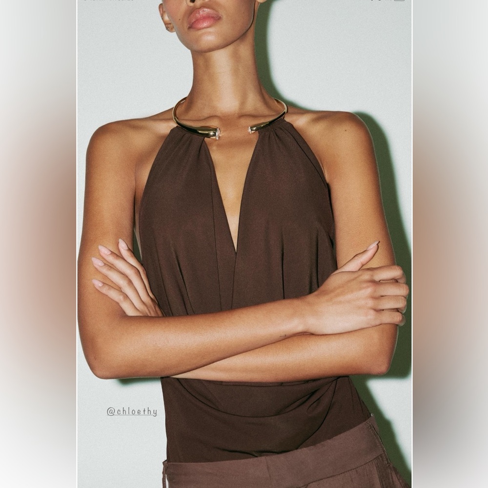 Elegant Brown Halter Top